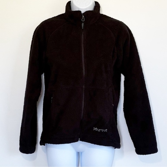 4/25$ MARMOT Full Zip Fleece Jacket Black Size Small - Picture 1 of 9